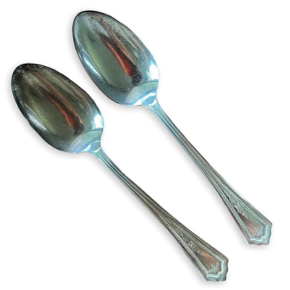 Set of 2 R & B A1 Dinner Silver Spoons, Manor Pattern